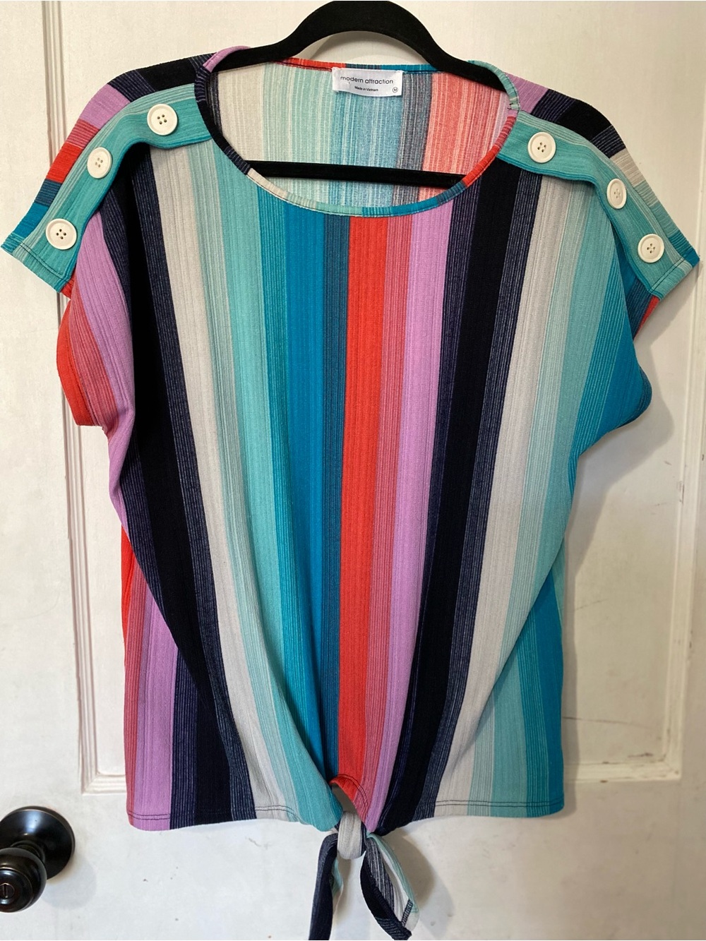 Modern Attraction Multicolor Stripe Tie-Hem Top